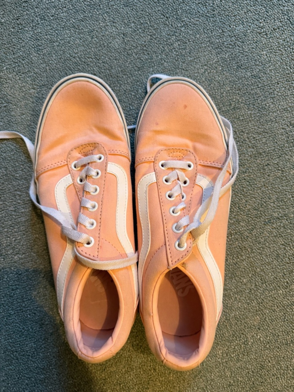 Vans Peach Canvas Low-Top Sneakers with White Side Stripe